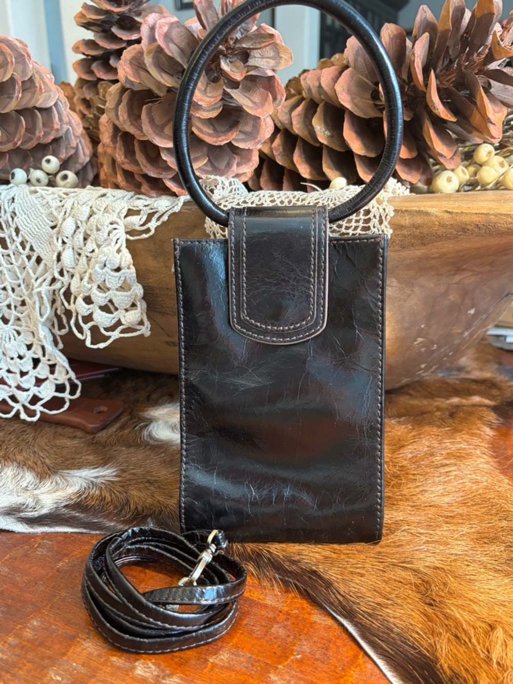 HOBO  Sheila Phone Crossbody Black Leather